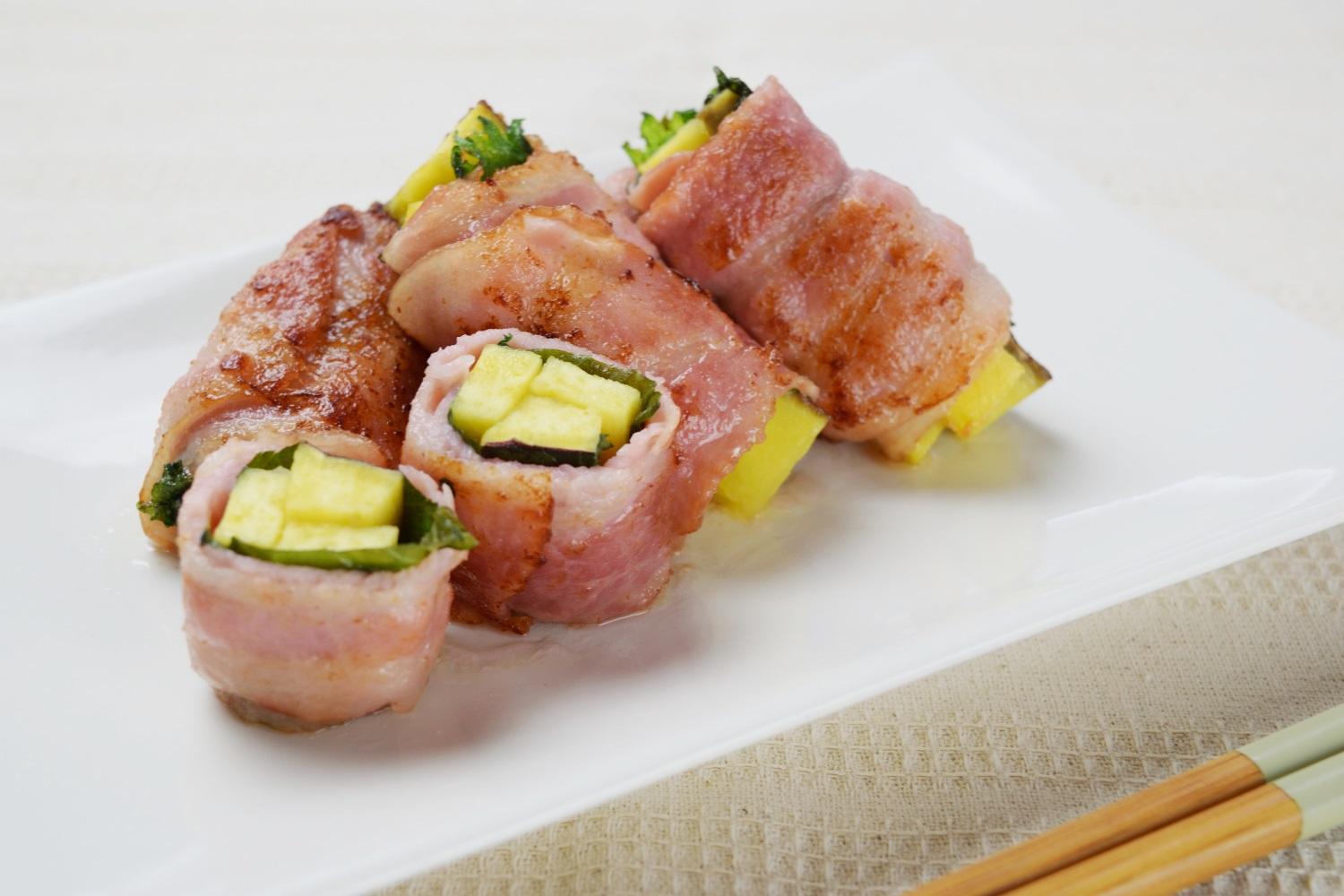 大葉とさつまいものベーコン巻き